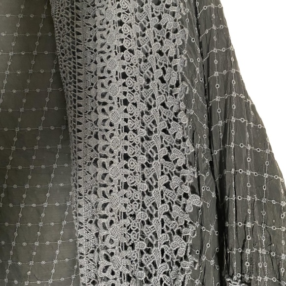 JOHNNY WAS Antoinette Crochet Jacket Blue Waterfall Cardigan Eyelet Boho S EUC - Picture 4 of 14